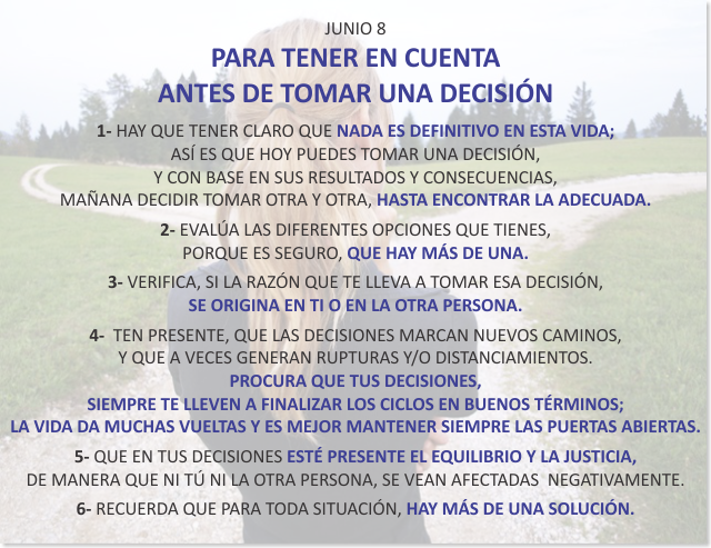 Para tener en cuenta antes de tomar una decisión